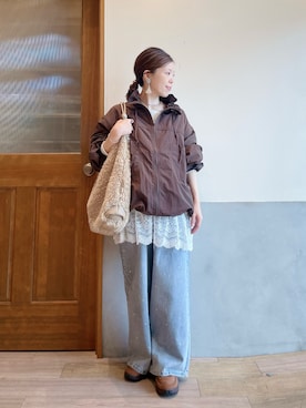 「CIAOPANIC TYPY（チャオパニックティピー）のアイテム（デニムパンツ）」を使った、にわまりこさん（レディース・151cm）の秋コーディネート