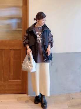 「CIAOPANIC TYPY（チャオパニックティピー）のアイテム（ブルゾン）」を使った、にわまりこさん（レディース・151cm）の冬コーディネート