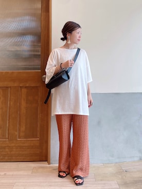 「アイテム（その他パンツ、イエロー系）」を使った、にわまりこさん（レディース・151cm）の夏コーディネート