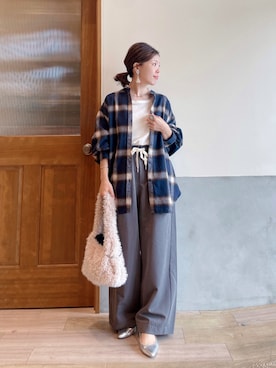 「スラックスパンツ」｜にわまりこさん（レディース・151cm）の秋コーディネート