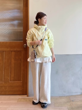 「Franklin Climbing（フランクリンクライミング）の【Franklin Climbing】ユニセックス/マウンテンジップパーカー（マウンテンパーカー、イエロー系）」を使った、にわまりこさん（レディース・151cm）の春コーディネート