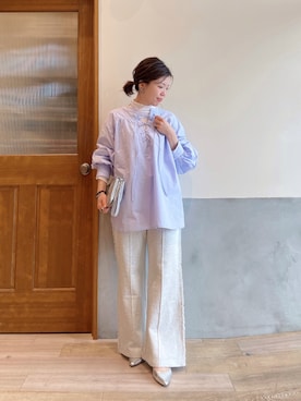 「CIAOPANIC TYPY（チャオパニックティピー）のフリンジ微フレアスウェットパンツ（その他パンツ）」を使った、にわまりこさん（レディース・151cm）の春コーディネート