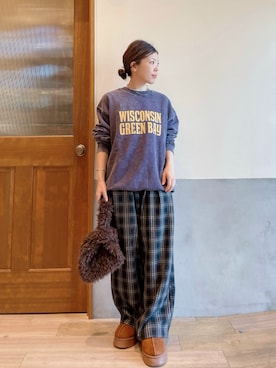 「アイテム（サンダル）」を使った、にわまりこさん（レディース・151cm）の冬コーディネート