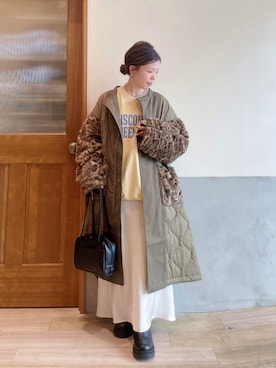 「アイテム（モッズコート）」を使った、にわまりこさん（レディース・151cm）の秋コーディネート