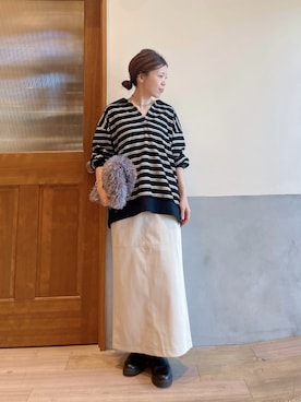 「アイテム（Tシャツ/カットソー、ブラック系）」を使った、にわまりこさん（レディース・151cm）の冬コーディネート