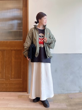 「アイテム（ナイロンジャケット）」を使った、にわまりこさん（レディース・151cm）の秋コーディネート