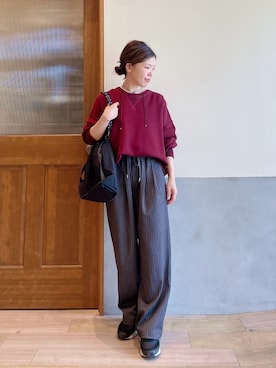 「ボルドー」｜にわまりこさん（レディース・151cm）の冬コーディネート