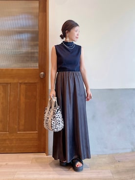 「アイテム（ネックレス）」を使った、にわまりこさん（レディース・151cm）の夏コーディネート