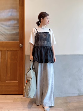 「レースキャミソール」｜にわまりこさん（レディース・151cm）の春コーディネート