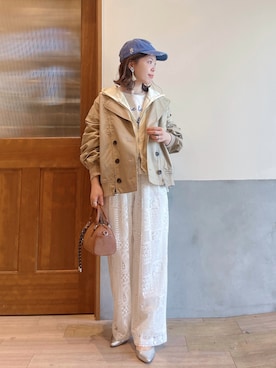 「CIAOPANIC TYPY（チャオパニックティピー）のアイテム（キャップ）」を使った、にわまりこさん（レディース・151cm）の春コーディネート