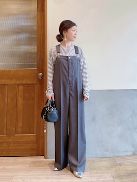 「CIAOPANIC TYPY（チャオパニックティピー）の【新色追加】2WAYシアーヘンリーネックTEE（Tシャツ/カットソー、グレー系）」を使った、にわまりこさん（レディース・151cm）の春コーディネート