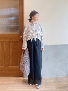 「CIAOPANIC TYPY（チャオパニックティピー）の【S～XL展開】アソート素材フラットミュール（パンプス）」を使った、にわまりこさん（レディース・151cm）の秋コーディネート