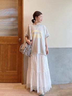 「CIAOPANIC TYPY（チャオパニックティピー）のアイテム（バッグ）」を使った、にわまりこさん（レディース・151cm）の夏コーディネート