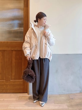 「アイテム（トートバッグ）」を使った、にわまりこさん（レディース・151cm）の秋コーディネート