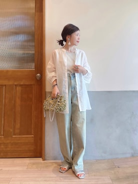 「アイテム（ピアス（両耳用）、ベージュ系）」を使った、にわまりこさん（レディース・151cm）の秋コーディネート