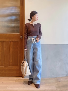 「CIAOPANIC TYPY（チャオパニックティピー）のアイテム（トートバッグ）」を使った、にわまりこさん（レディース・151cm）の冬コーディネート