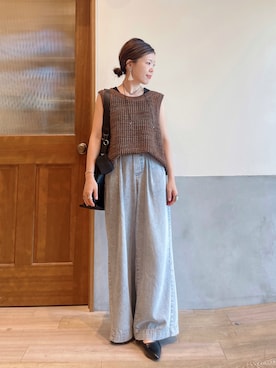 「CIAOPANIC TYPY（チャオパニックティピー）の【S～XL展開】アソート素材フラットミュール（パンプス）」を使った、にわまりこさん（レディース・151cm）の秋コーディネート