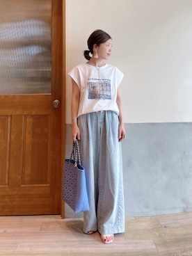 「アイテム（バッグ）」を使った、にわまりこさん（レディース・151cm）の夏コーディネート