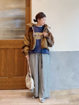 「アイテム（デニムパンツ）」を使った、にわまりこさん（レディース・151cm）の秋コーディネート