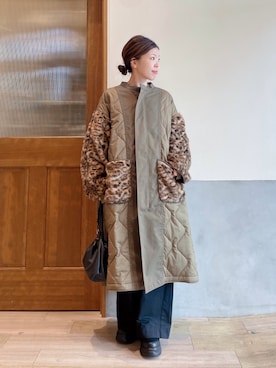 「ファーコート」｜「アイテム（モッズコート）」を使った、にわまりこさん（レディース・151cm）の冬コーディネート