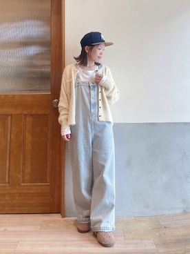 「アイテム（オールインワン・サロペット）」を使った、にわまりこさん（レディース・151cm）の秋コーディネート