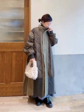 「アイテム（モッズコート）」を使った、にわまりこさん（レディース・151cm）の秋コーディネート