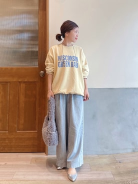 「アイテム（トートバッグ）」を使った、にわまりこさん（レディース・151cm）の秋コーディネート