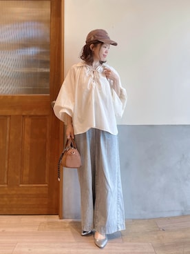 「CIAOPANIC TYPY（チャオパニックティピー）のアイテム（キャップ）」を使った、にわまりこさん（レディース・151cm）の春コーディネート