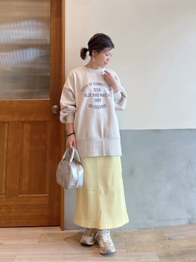「CIAOPANIC TYPY（チャオパニックティピー）のアイテム（スウェット）」を使った、にわまりこさん（レディース・151cm）の春コーディネート