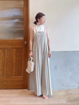 「アイテム（ピアス（両耳用）、ベージュ系）」を使った、にわまりこさん（レディース・151cm）の夏コーディネート