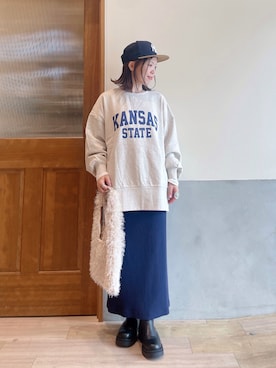 「アイテム（トートバッグ）」を使った、にわまりこさん（レディース・151cm）の秋コーディネート