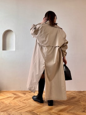 「アイテム（ステンカラーコート、ブラウン系）」を使った、aki NOAHLさん（レディース・153cm）の春コーディネート