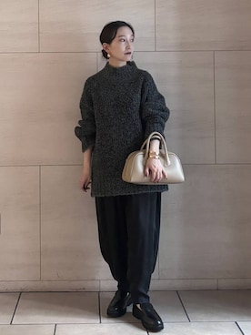 「アイテム（バングル/リストバンド）」を使った、K.SHIBUYAさん（レディース・154cm）の冬コーディネート