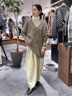 「アイテム（バングル/リストバンド）」を使った、K.SHIBUYAさん（レディース・154cm）の秋コーディネート