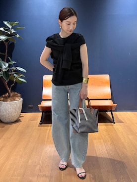「Curensology（カレンソロジー）のCurensology(カレンソロジー)/サーマル2WAYプルオーバー（Tシャツ/カットソー）」を使った、K.SHIBUYAさん（レディース・154cm）の夏コーディネート