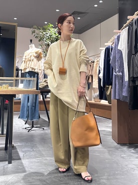 「Curensology（カレンソロジー）のCurensology(カレンソロジー)/フォールドロストパンツ（その他パンツ）」を使った、K.SHIBUYAさん（レディース・154cm）の夏コーディネート