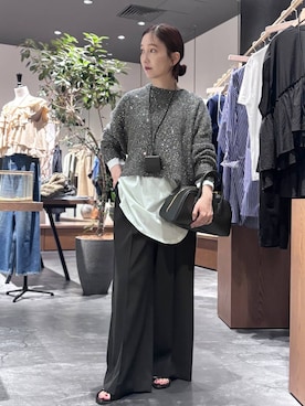 「Curensology（カレンソロジー）のCurensology(カレンソロジー)/スパングルニットプルオーバー（ニット/セーター）」を使った、K.SHIBUYAさん（レディース・154cm）の夏コーディネート