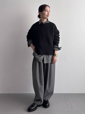 「アイテム（バングル/リストバンド）」を使った、K.SHIBUYAさん（レディース・154cm）の秋コーディネート