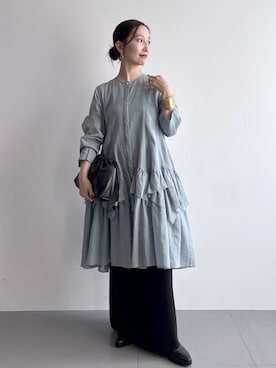 「アイテム（クラッチバッグ）」を使った、K.SHIBUYAさん（レディース・154cm）の秋コーディネート