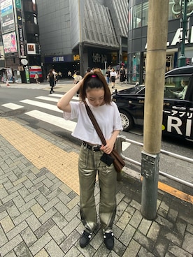 「今日のコーデ」｜「アイテム（パンツ、シルバー系）」を使った、girl25さん（レディース・160cm）の夏コーディネート