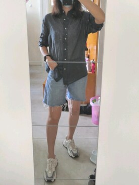 「奶兔星球のアイテム（デニムパンツ、ブルー系）」を使った、azou1900さん（レディース・170cm）の夏コーディネート