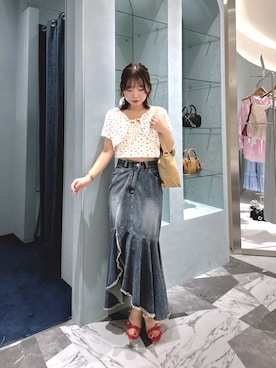 「Chico（チコ）のアイテム（Tシャツ/カットソー）」を使った、miyumoさん（レディース・153cm）の夏コーディネート