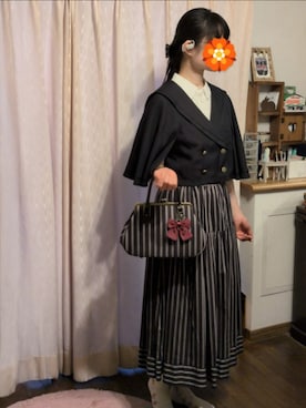 「アイテム（ポンチョ）」を使った、こだまさん（レディース・164cm）の夏コーディネート