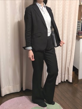 「MYSTANAのアイテム（スーツジャケット、ブラック系）」を使った、こだまさん（レディース・164cm）の春コーディネート