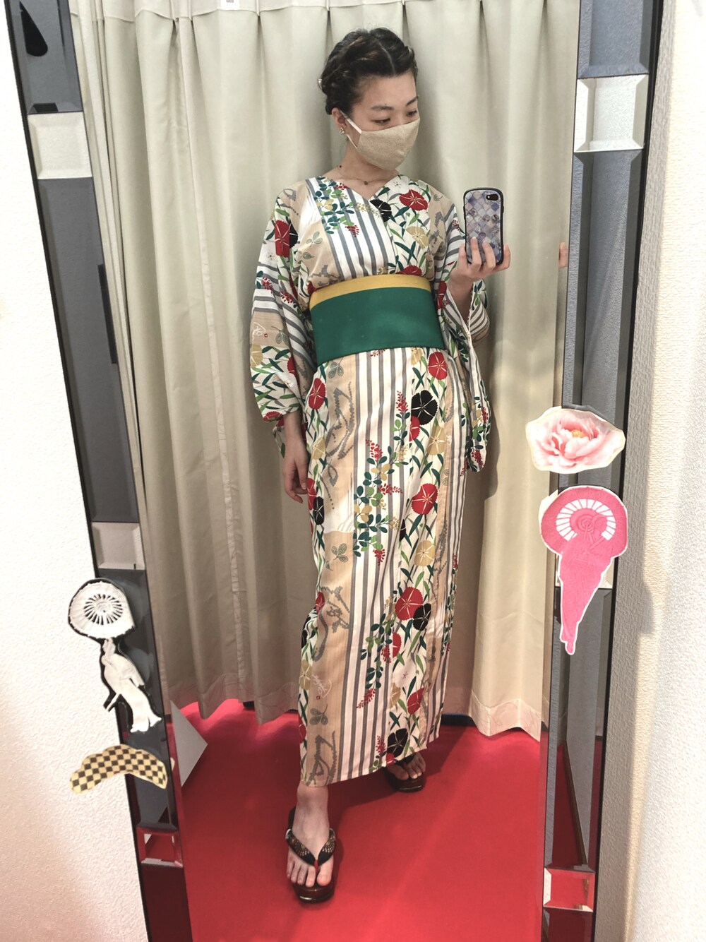 「仕立屋甚五郎、浴衣、ゆかた、ゆかた女子、浴衣女子、夏の和物語、和柄、帯、夏コーデ、浴衣コーデ」｜「仕立屋甚五郎のアイテム（浴衣、ベージュ系）」を使った、sutoさん（レディース・169cm）の夏コーディネートの1枚目の写真