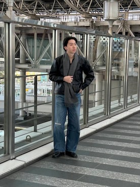 「アイテム（ストール/ショール）」を使った、大久保　陸人さん（メンズ・181cm）の冬コーディネート