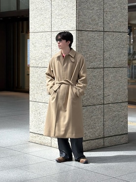 「アイテム（ステンカラーコート）」を使った、大久保　陸人さん（メンズ・181cm）の秋コーディネート