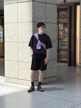 「アイテム（メガネ）」を使った、大久保　陸人さん（メンズ・181cm）の夏コーディネート
