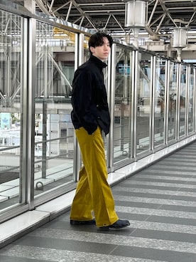 「ATON（エイトン）のアイテム（ジャケット/アウター）」を使った、大久保　陸人さん（メンズ・181cm）の秋コーディネート