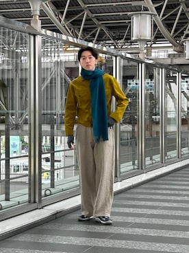 「アイテム（手袋）」を使った、大久保　陸人さん（メンズ・181cm）の秋コーディネート
